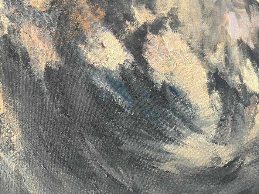 絵画 『空』 油彩 原画 直径30cm 丸形キャンバス 絵画 『空』 油彩 原画 直径30cm 丸形キャンバス N | iichi 日々の