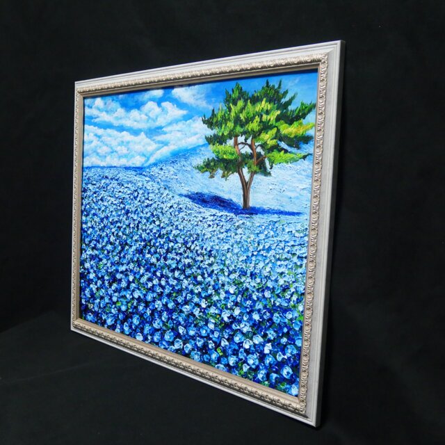 油絵 絵画 原画【幸せを呼ぶネモフィラブルー】ネモフィラ 花 青