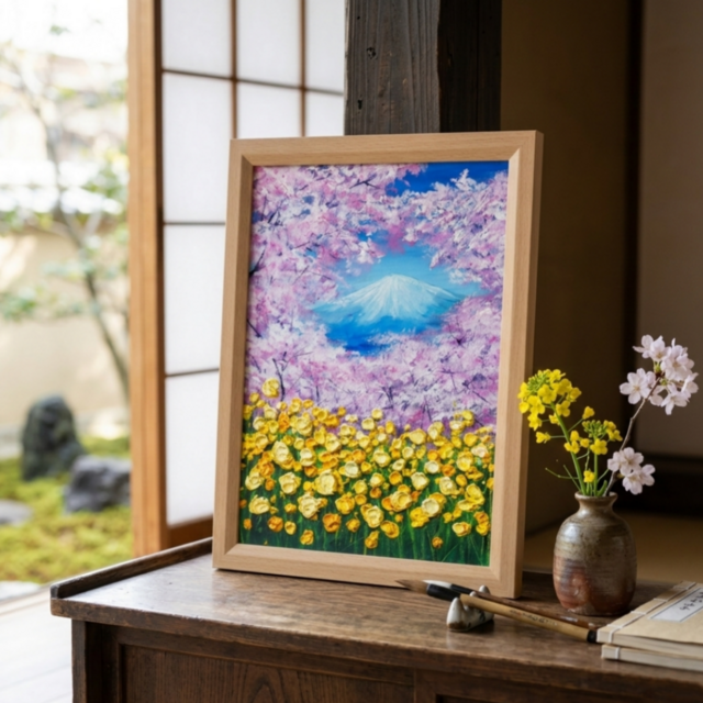 油絵【祝祭の富士】富士山 絵画 油彩画 原画 風景画｜開運 縁起物 金運