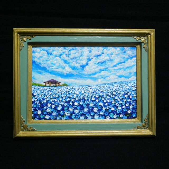風と光の物語｜100万本のネモフィラ「花の丘」油彩画 インテリアアート