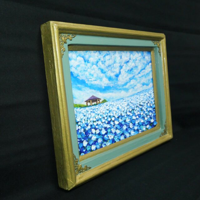 風と光の物語｜100万本のネモフィラ「花の丘」油彩画 インテリアアート