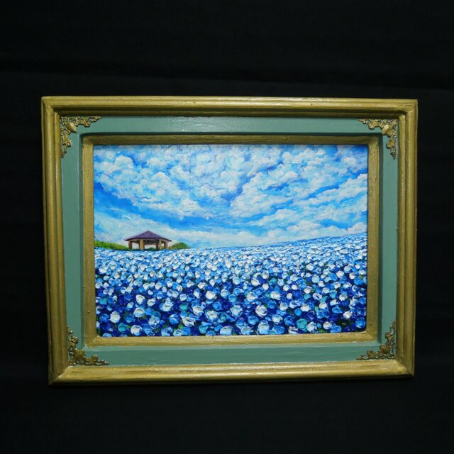 風と光の物語｜100万本のネモフィラ「花の丘」油彩画 インテリアアート