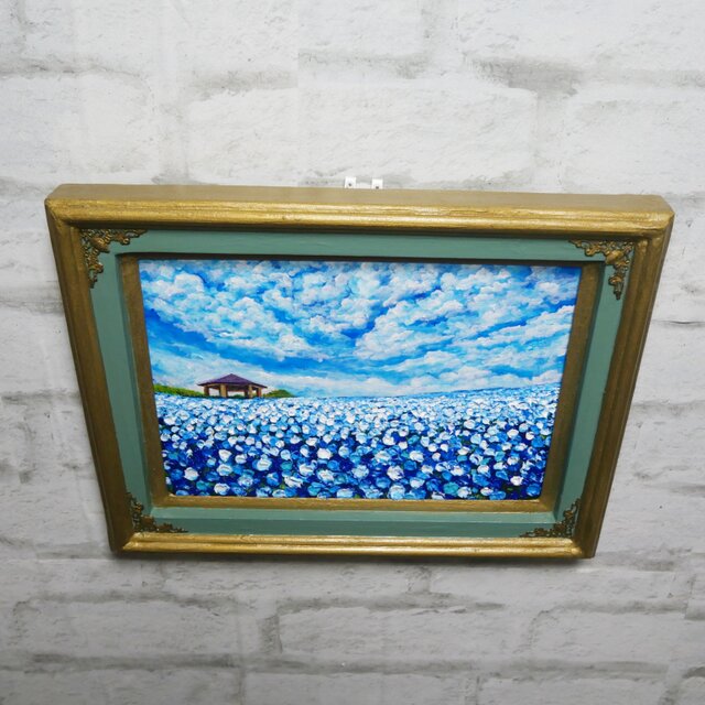 風と光の物語｜100万本のネモフィラ「花の丘」油彩画 インテリアアート