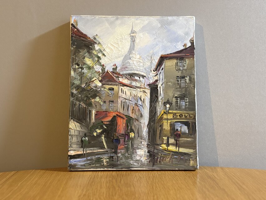フランスの古いモンマルトルの街角を描いた油絵 | iichi 日々の暮らし