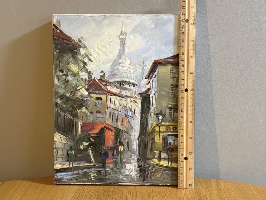 フランスの古いモンマルトルの街角を描いた油絵 | iichi 日々の暮らし