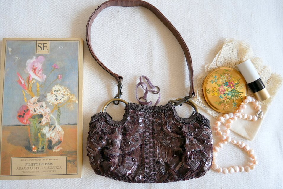 JAMIN PUECH スパンコール パーティーバッグ ワンショルダー★希少★ Jamin Puech Paris】チョコレートブラウン色 スパンコール飾り