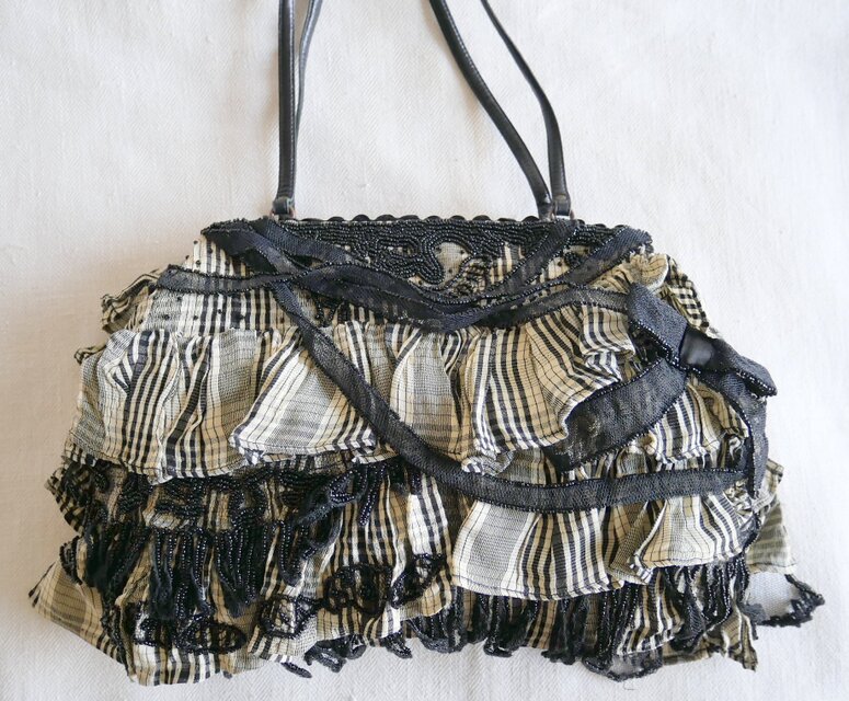 Jamin Puech Paris】白×黒チェック チュールとビーズ刺しゅう飾り