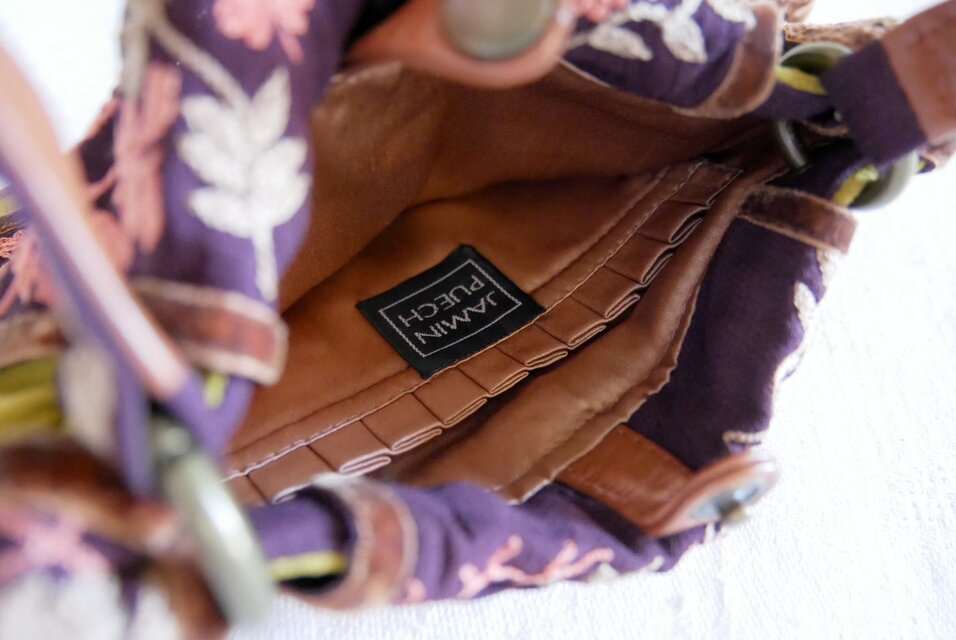 Jamin Puech Paris】フローラルの刺しゅう飾り スモールハンドバッグ