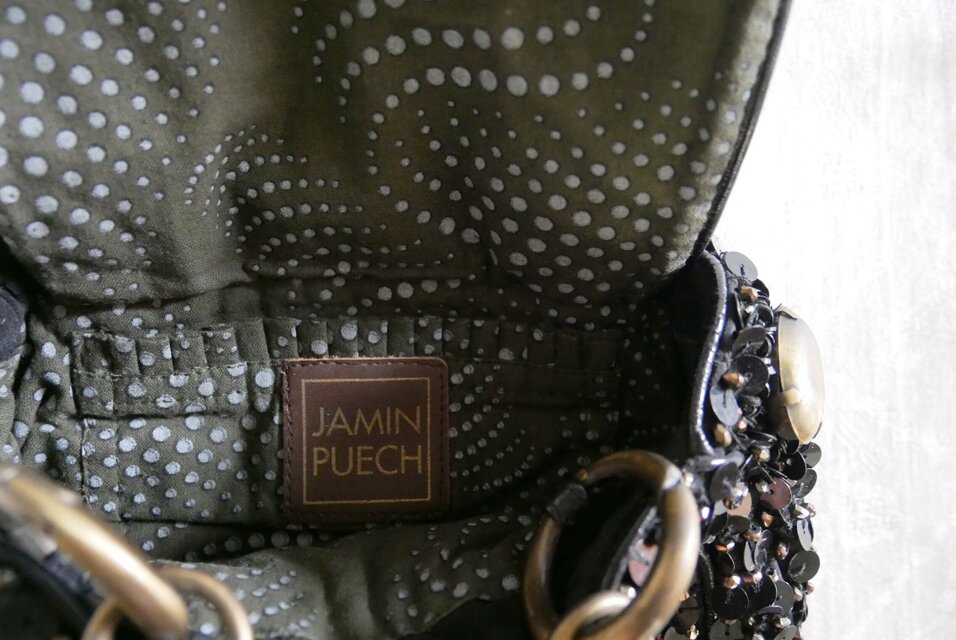 Jamin Puech Paris】黒色 スパンコールとメタルチェーン飾り パーティ 