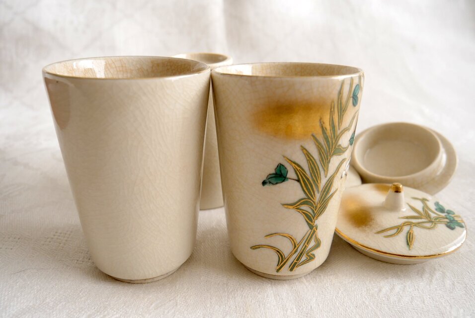 九谷焼 掬翠 蓋付き湯呑茶碗 3客セット | iichi 日々の暮らしを