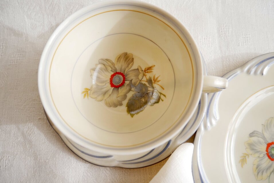 Schwarzenhammer bavaria 】ドイツ製 アンティーク フローラル トリオ