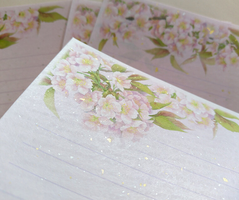 桜の和紙レターセット（ピンク） A5サイズ横書き | iichi 日々の暮らし