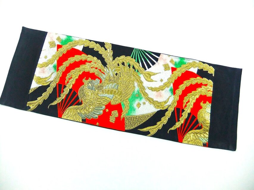 16)2452】30×86cm/鳳凰文様/テーブルセンター/和風/帯リメイク/日本製