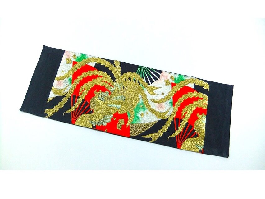 16)2452】30×86cm/鳳凰文様/テーブルセンター/和風/帯リメイク/日本製