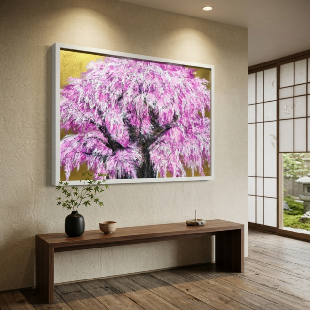 絵画　油絵　原画　一点物　北欧　風景　樹　シンプル　アート　インテリア　M8 絵画 油絵 原画 一点物 北欧 風景 樹 シンプル アート インテリア M8