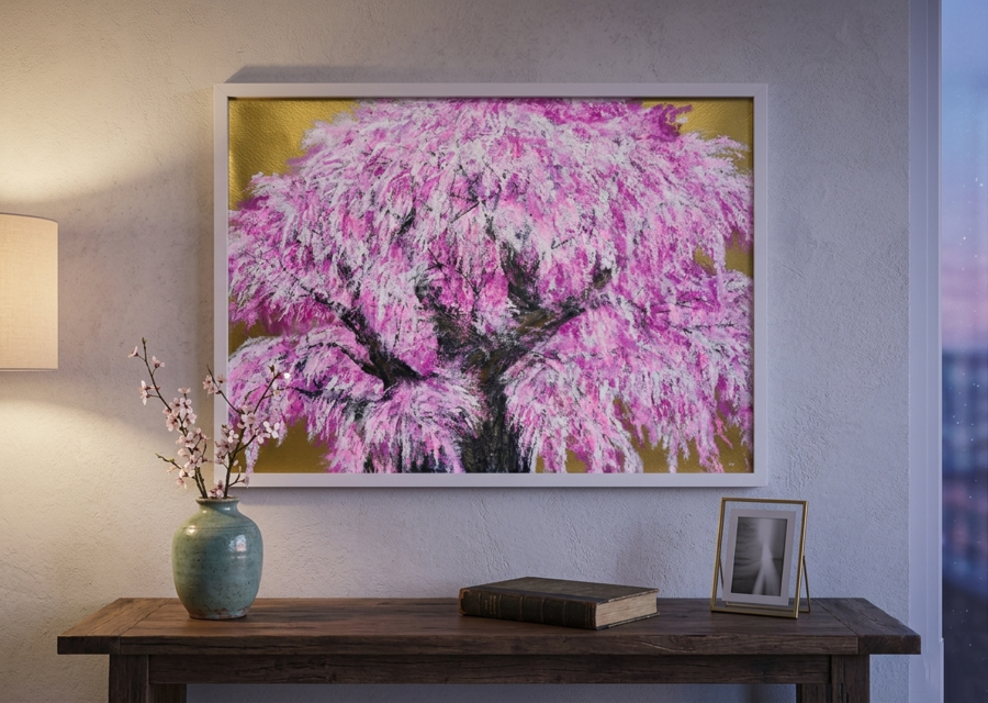 油絵/一点物】至福の輝き『黄金に輝く桜の大樹』 | iichi 日々の暮らし
