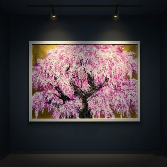 油絵/一点物】至福の輝き『黄金に輝く桜の大樹』 | iichi 日々の暮らし