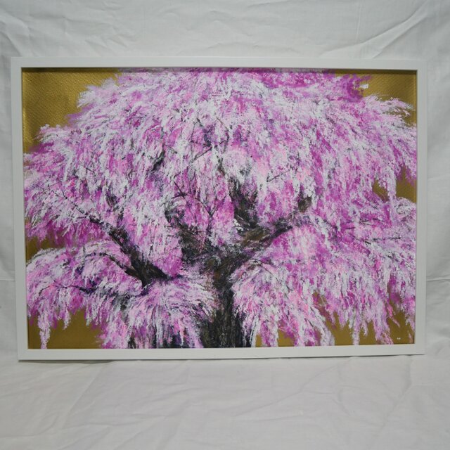 油絵/一点物】至福の輝き『黄金に輝く桜の大樹』 | iichi 日々の暮らし