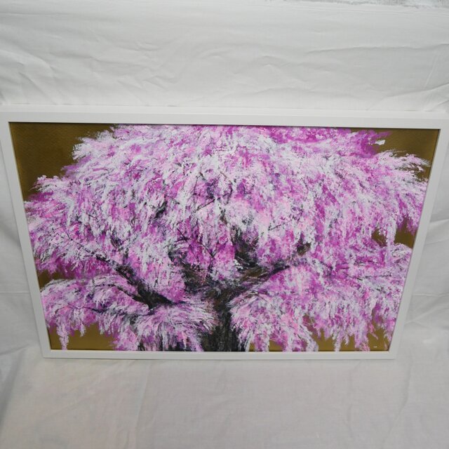 油絵/一点物】至福の輝き『黄金に輝く桜の大樹』 | iichi 日々の暮らし