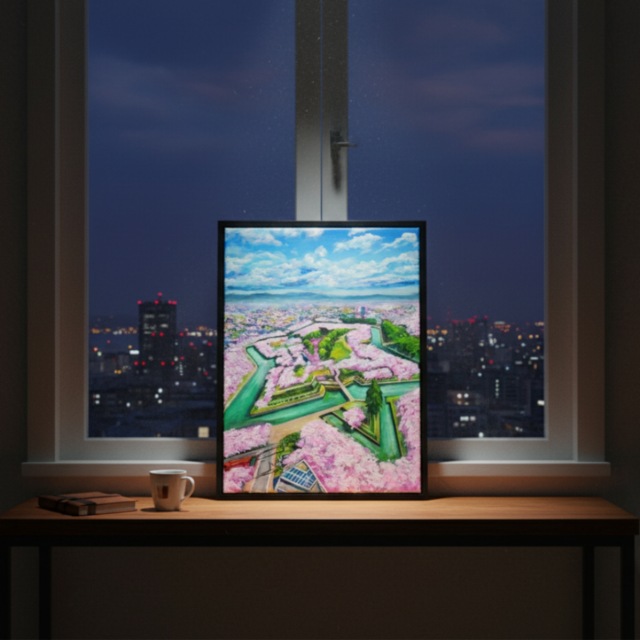 油絵 原画『北の大地に咲く、桃色の星』一点物 油彩画 絵画 風景画