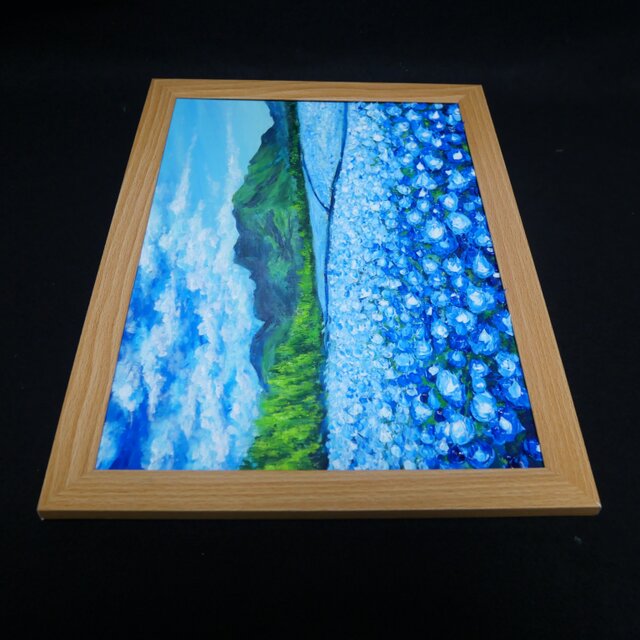 油彩画【幸せを運ぶネモフィラの花園】原画一点物・インテリア・ギフト