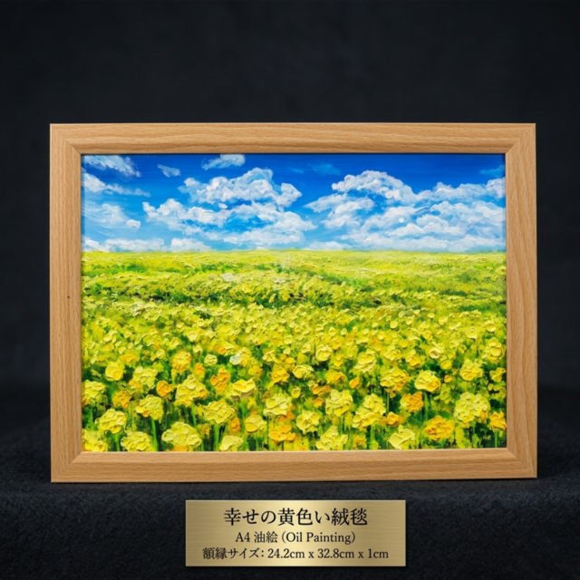 原画】幸せの黄色い絨毯 ｜ 菜の花の油絵 インテリア モダンアート