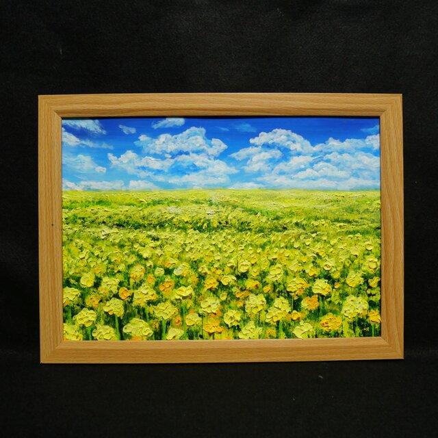 原画】幸せの黄色い絨毯 ｜ 菜の花の油絵 インテリア モダンアート