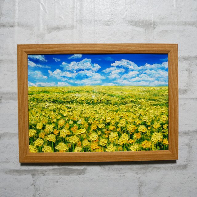 原画】幸せの黄色い絨毯 ｜ 菜の花の油絵 インテリア モダンアート