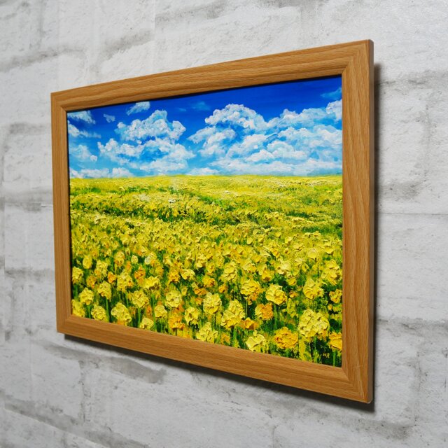 原画】幸せの黄色い絨毯 ｜ 菜の花の油絵 インテリア モダンアート