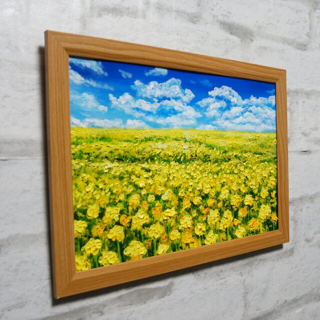 原画】幸せの黄色い絨毯 ｜ 菜の花の油絵 インテリア モダンアート