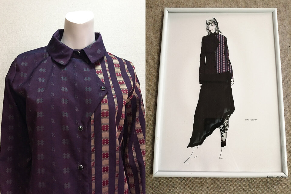 1点もの・デザイン画付き】尾州織りジャガード生地アシメトリー