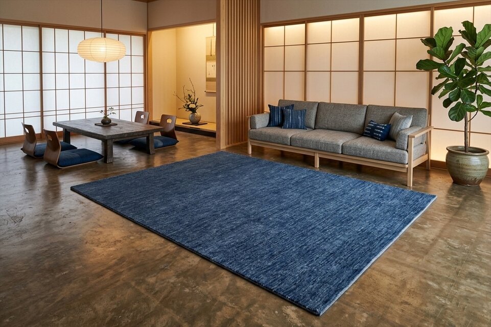 天然ラグ ガゼニラハット COLOR Ver ラグ 255X200cm ネイビー D.Blue