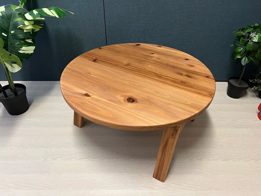 【送料無料】 ローテーブル 丸形 75cm 杉 ブラウン 折り畳み 木組脚 送料無料】 ローテーブル 丸形 60cm 杉 ブラウン 折り畳み 木組脚