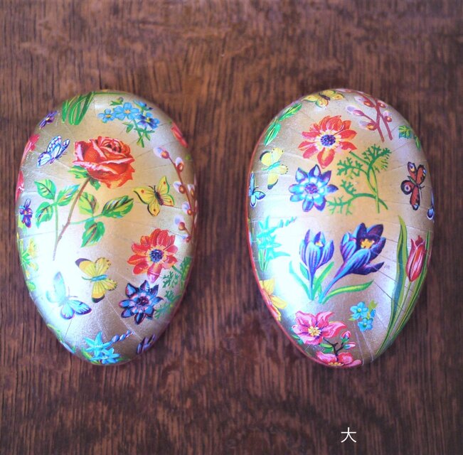 イースター エッグ 紙の金卵2P 「春の花」 ドイツヴィンテージ | iichi