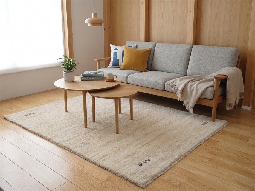 ペルシャ ギャッベ リビング ラグ 193x150cm アイボリー ベージュ