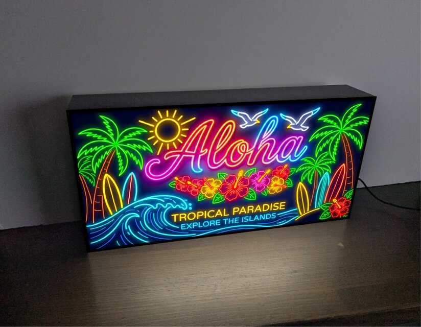 【オーダー無料】アロハ ハワイ ハイビスカス 海 看板 置物 雑貨 ライトBOX オーダー無料】アロハ ハワイ ハイビスカス トロピカル サーフィン