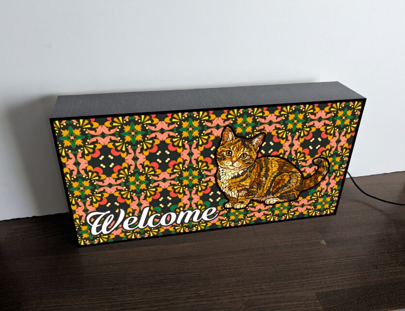 【猫種変更無料】猫 ステンドグラス風 マンチカン 看板 置物 雑貨 ライトBOX 猫種変更無料】猫 ねこ ステンドグラス風 マンチカン アート