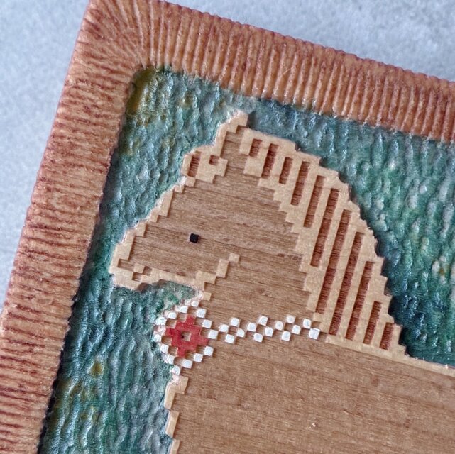 受注制作】午年 馬の木彫り壁掛け ／ 干支・ドット絵・ハンドメイド