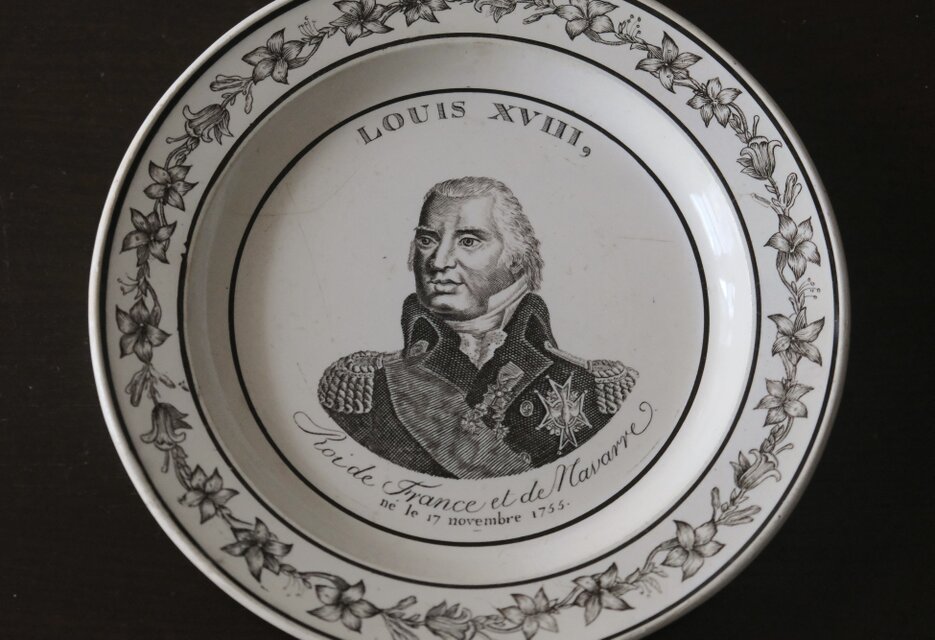 Montereau ルイ18世 LOUIS XVIII グリザイユ 平皿 リム皿 フランス