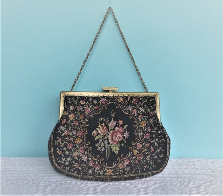 プチポワン刺繍 アンティークばっぎ ドイツ | iichi 日々の暮らしを