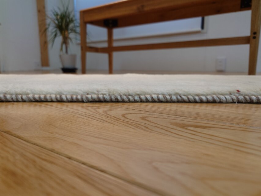 ペルシャ ギャッベ ミニランナー ラグ 120x40cm アイボリー シンプル