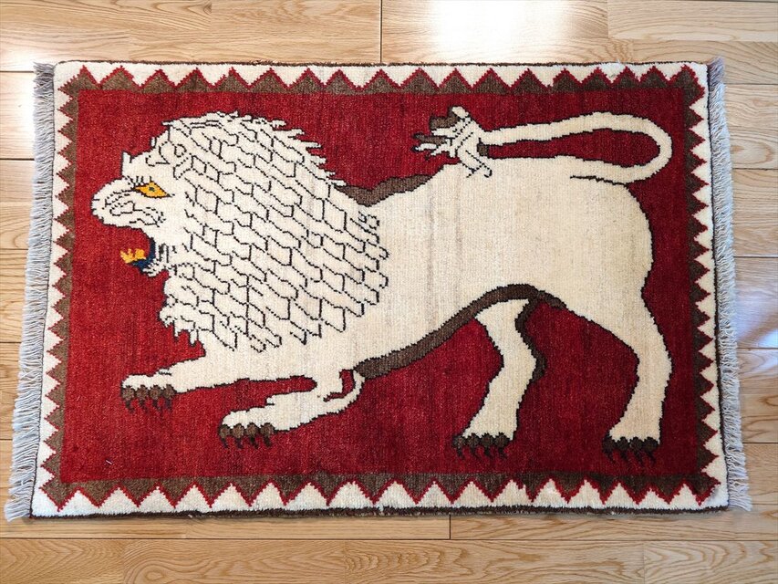 ペルシャ オールドギャッベ アマレバフト ラグ 95x67cm 茜色