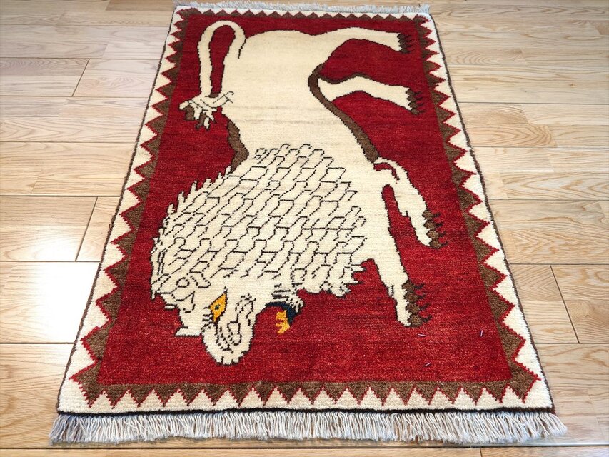 ペルシャ オールドギャッベ アマレバフト ラグ 95x67cm 茜色