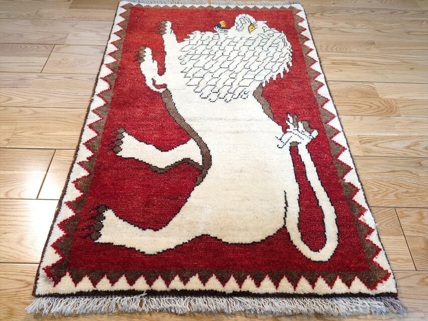 ペルシャ オールドギャッベ アマレバフト ラグ 95x67cm 茜色