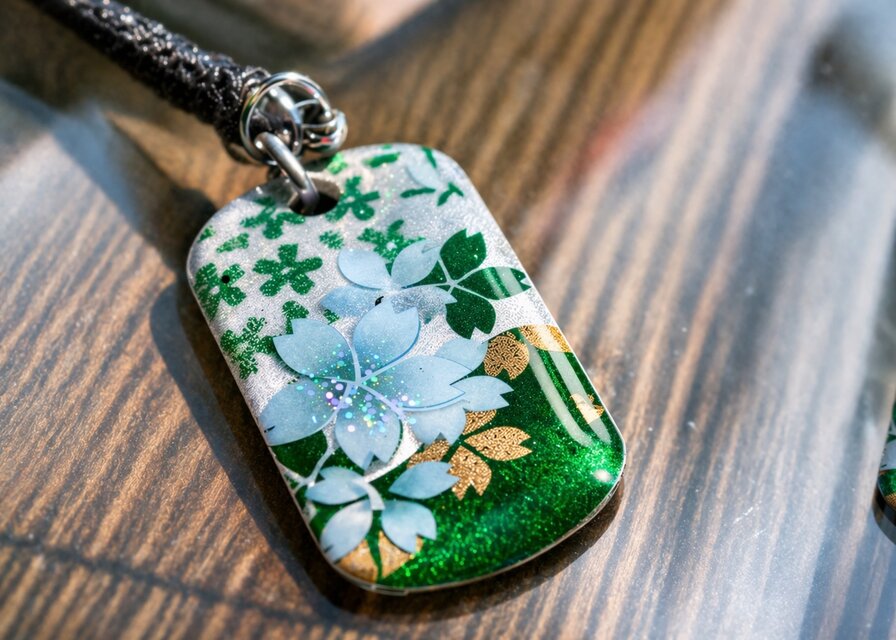 【新品未使用】 ハンドメイドハン　ネックレス　手づくり　花 和柄 ネックレス 職人 アクセサリー ブレスレット バングル 腕輪 送料