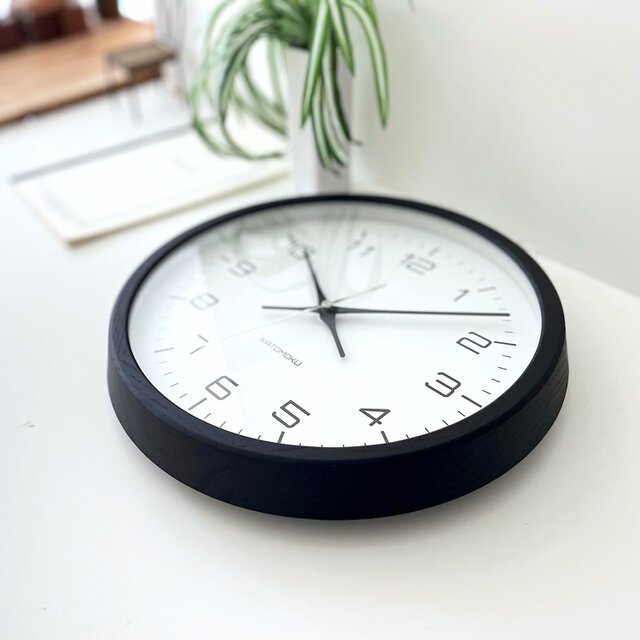KATOMOKU muku clock 11 ブラック km-94BK 掛け時計 木製 無垢材