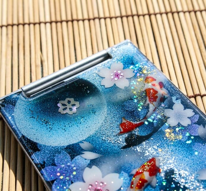 コンパクトミラー「御」名入れ 送料無料 和柄 和風 和雑貨 手鏡 伝統