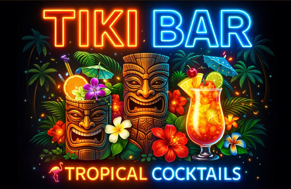 額付※オーダー無料】 Tiki Bar ネオン風 トロピカル ハワイ ビンテージ