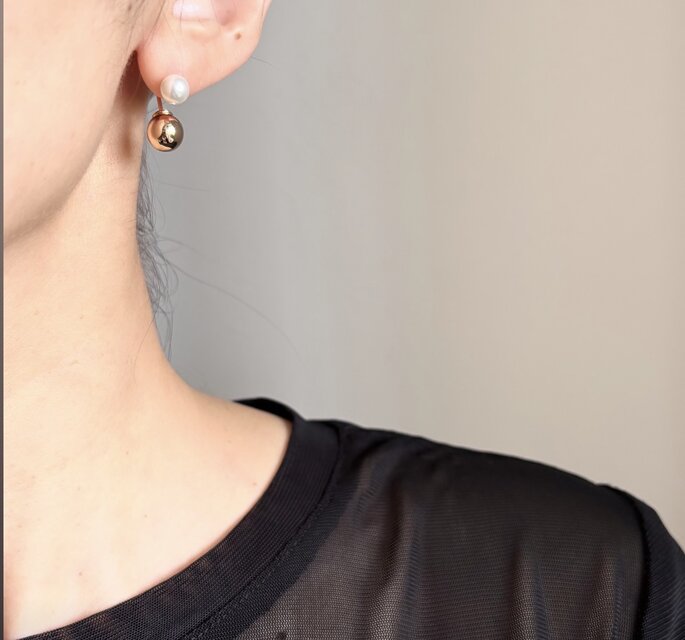 Audrey 14kgf サージカルステンレス クリスタルパール ピアス | iichi