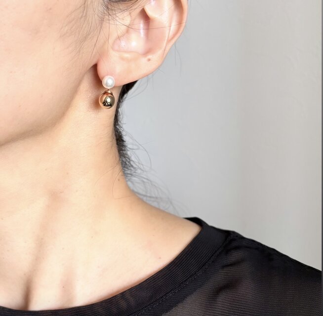 Audrey 14kgf サージカルステンレス クリスタルパール ピアス | iichi